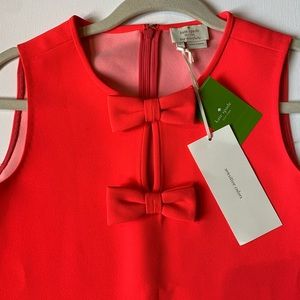 New Kate Spade Neon Fluorescent Pink Coral Sleeveless Bow Tank Rear Zip Fun Top